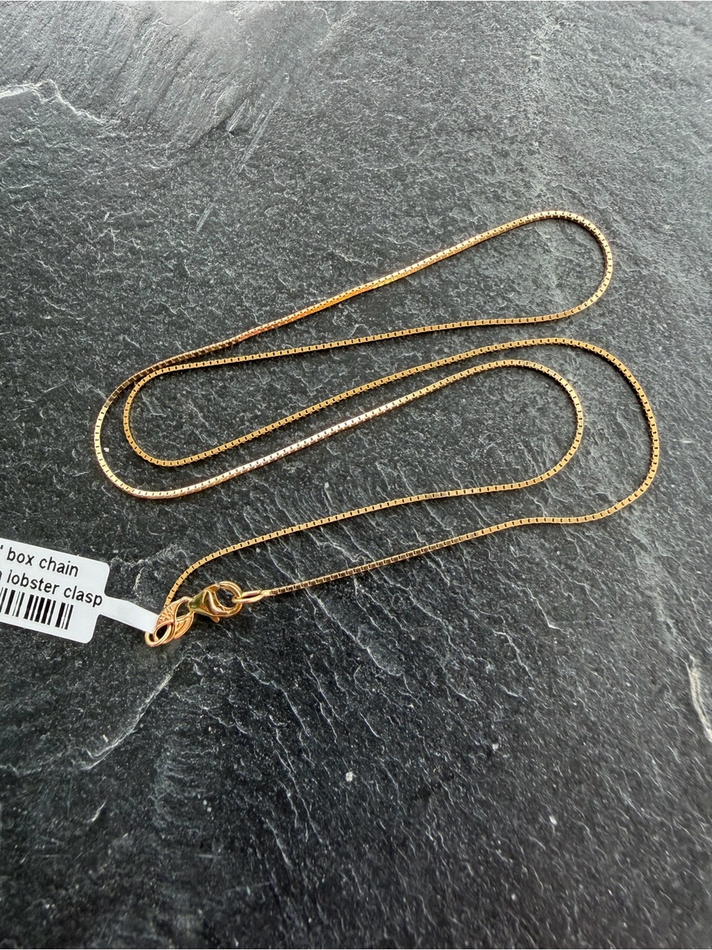 14kt yellow Gold Box Chain Necklace with Lobster Clasp 20”
